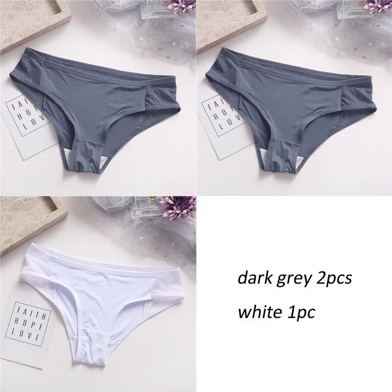 3PCS/Set Lot panties for Women Comfortable Smooth Underwear Soft Intimates Lingerie Girls Briefs Solid Color Fashion Underpants