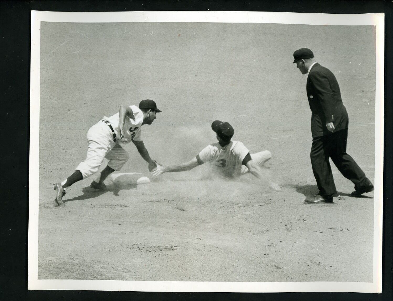 Bobby Avila Mickey Vernon Umont 1955 Press Photo Poster painting Cleveland Indians Senators