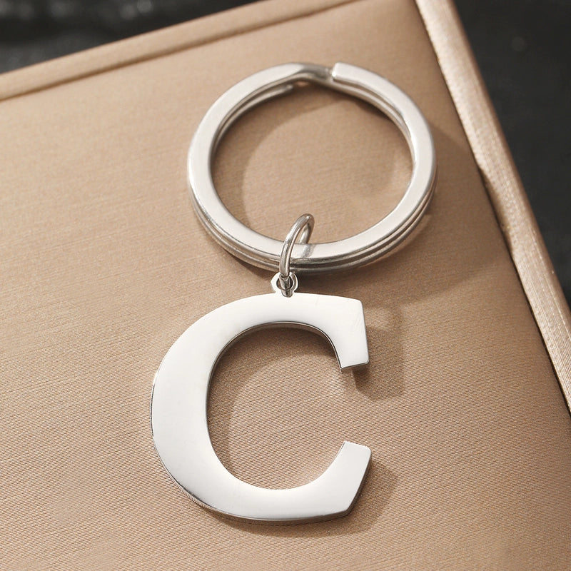Basic Minimalist Letter 304 Stainless Steel Polishing Unisex Bag Pendant Keychain
