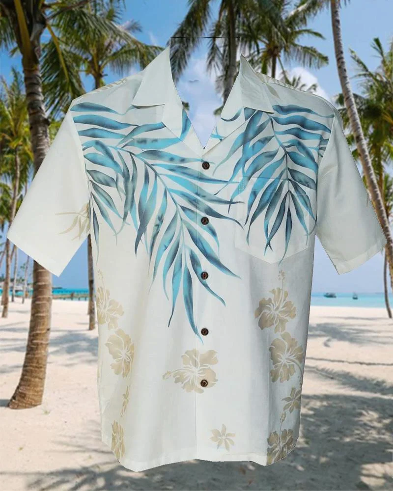 Short Sleeve Leaves Printed Holiday Blouse