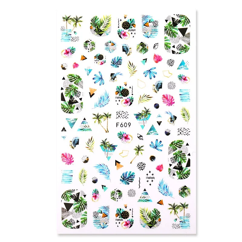 Ripple Marble Blooms Stickers For Nails Manicures Japanese Color Stitching Design Nails Art Stickers Adhesive Tape Decoration