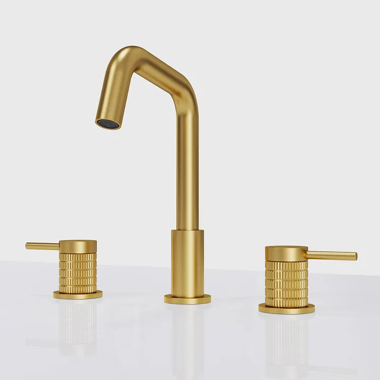 EVERSTEIN 3 Hole Widespread Bathroom Sink Faucet with Drain Brushed Gold