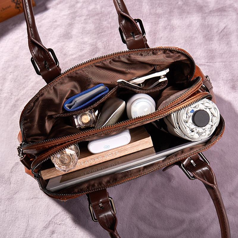 Retro fashion carry crossbody can adjust large capacity multi-layer bag