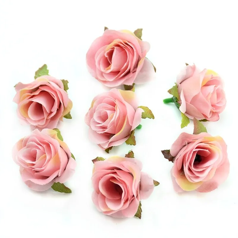 10pcs/lot 3.5cm Silk Artificial Rose Flower Head Scrapbooking Ball For Wedding Decoration Scrapbooking Wreath Home Accessories