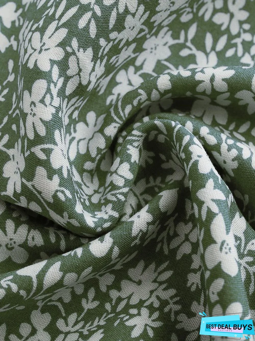 Boho Floral Print Short Sleeve Knee Length Dress