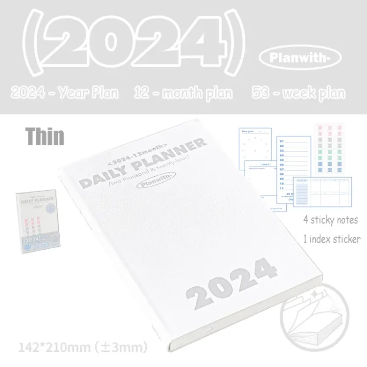 Journalsay 210 Pcs/98 Pcs/ Book Anual Year-round Planner 2024 Daily Study Plan Book