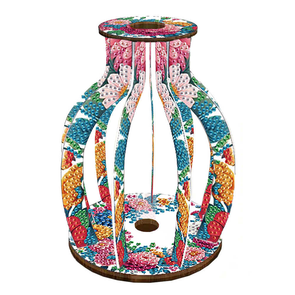 Acrylic Wood Diamond Painting Flower Vase 5D DIY Diamond Art Vase (Wreath)