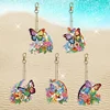5Pcs DIY Diamond Painting Rainbow Butterfly Keychain