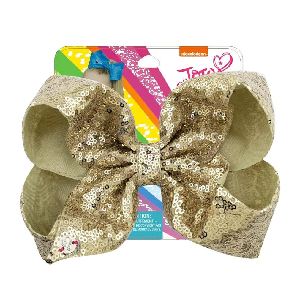 8" Sequin Rainbow JoJo siwa Bow With Hair Clip For Girls Kids Handmade Boutique Knot Jumbo Hair Bow Hairgrips Hair Accessories