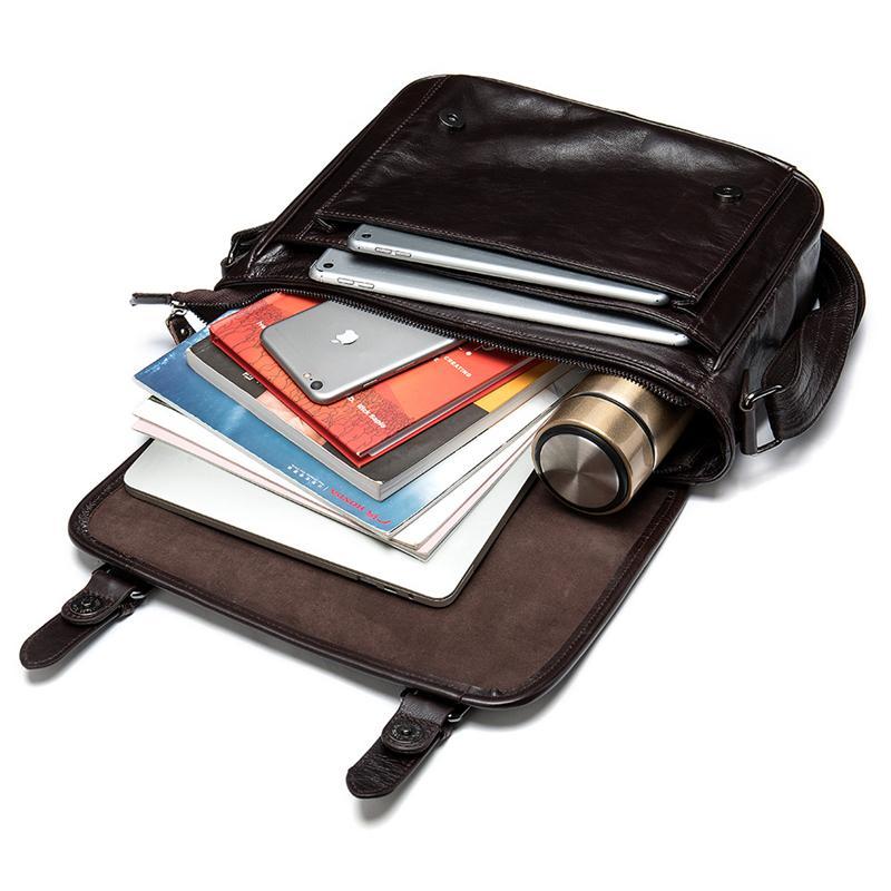 Vintage Soft Leather Plain Casual Business Messenger Bags