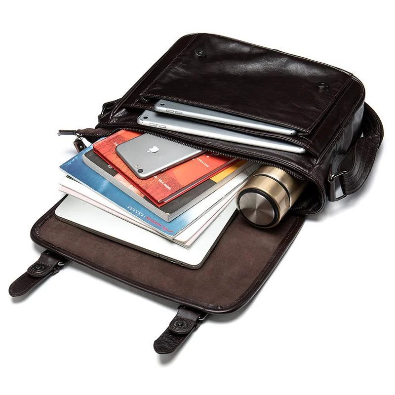 Vintage Soft Leather Plain Casual Business Messenger Bags