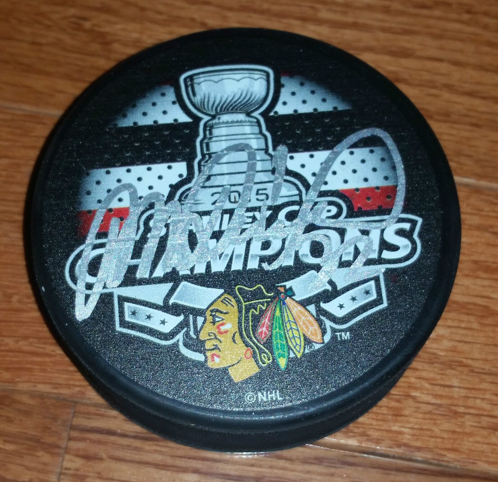 MICHAL ROZSIVAL 'CHICAGO BLACKHAWKS' SIGNED 2015 STANLEY CUP PUCK *COA