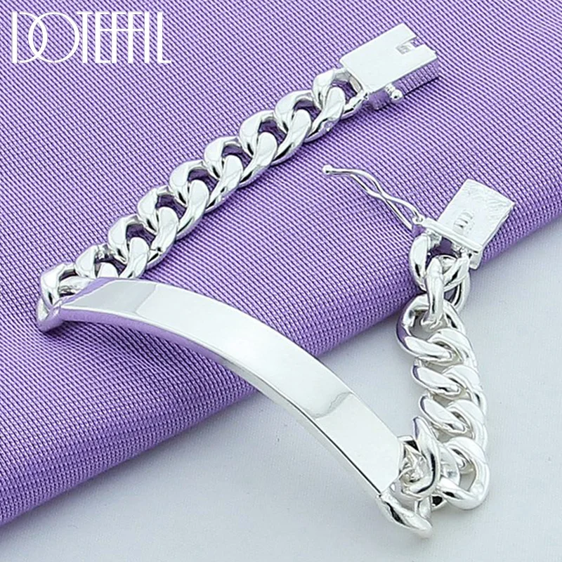 DOTEFFIL 925 Sterling Silver 10mm Smooth Sideways Bracelet For Men Woman Jewelry