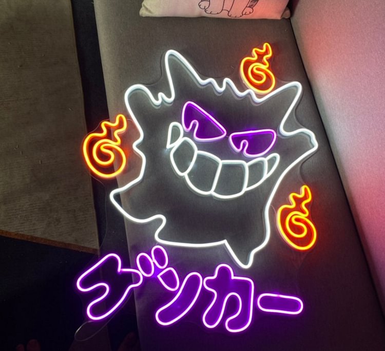 Gengar Neon Signs, Japanese anime Led Neon Sign, anime Neon Sign, Neon Bar sign, Custom Neon Sign, Neon Lights, neon decorations