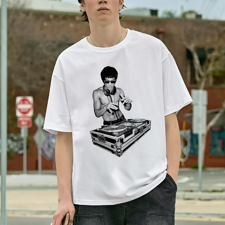 Bruce Lee Dj Printed Men's T-shirt