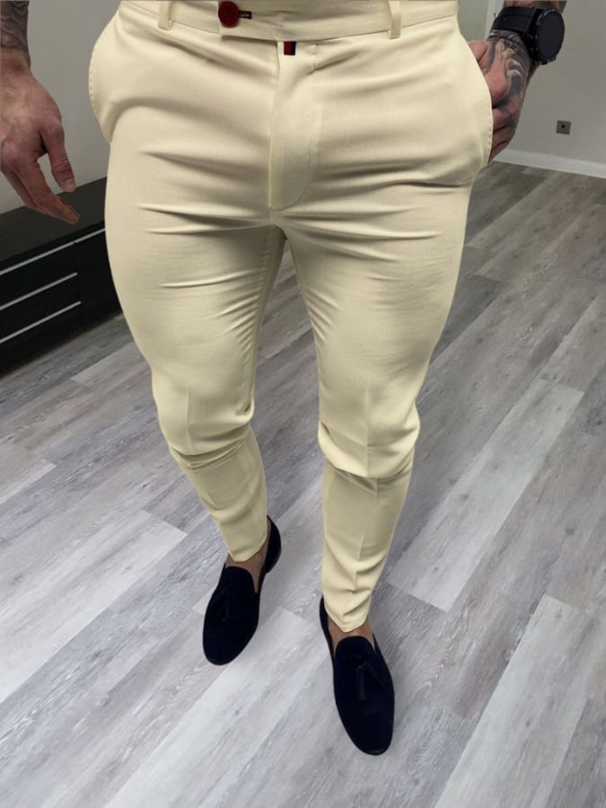 Men's Elegant Ivory White Pants 