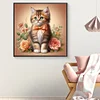 Fleur chaton-plein rond diamant peinture-30 * 30cm
