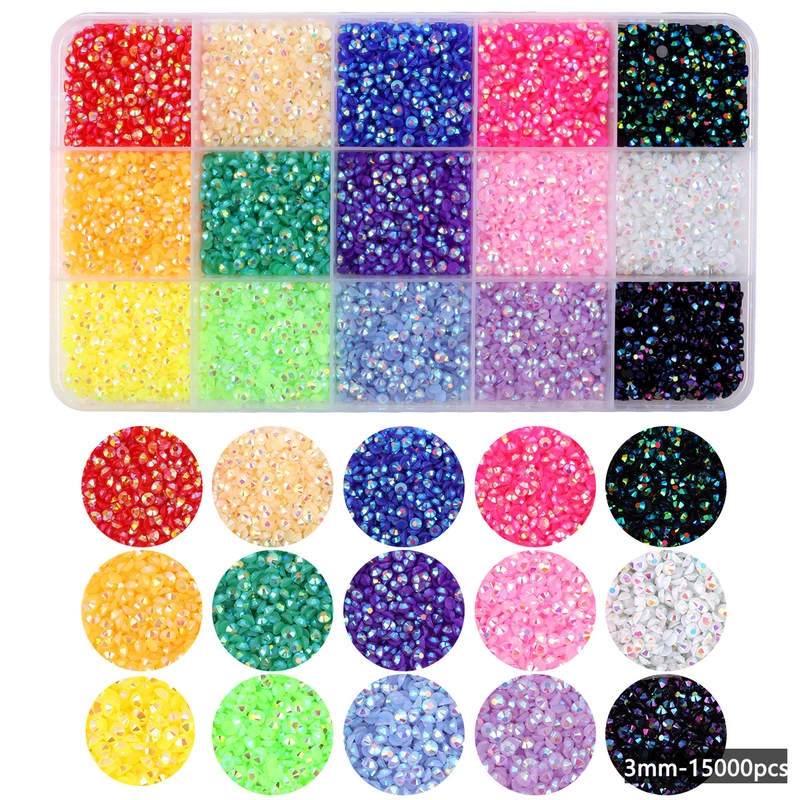 15 Color Resin Bottoming Drill Color AB Diamond Mixed Color Acrylic Diamond Handmade DIY Stick-on Crystals Large Transparent Rhinestone Jewelry Suit