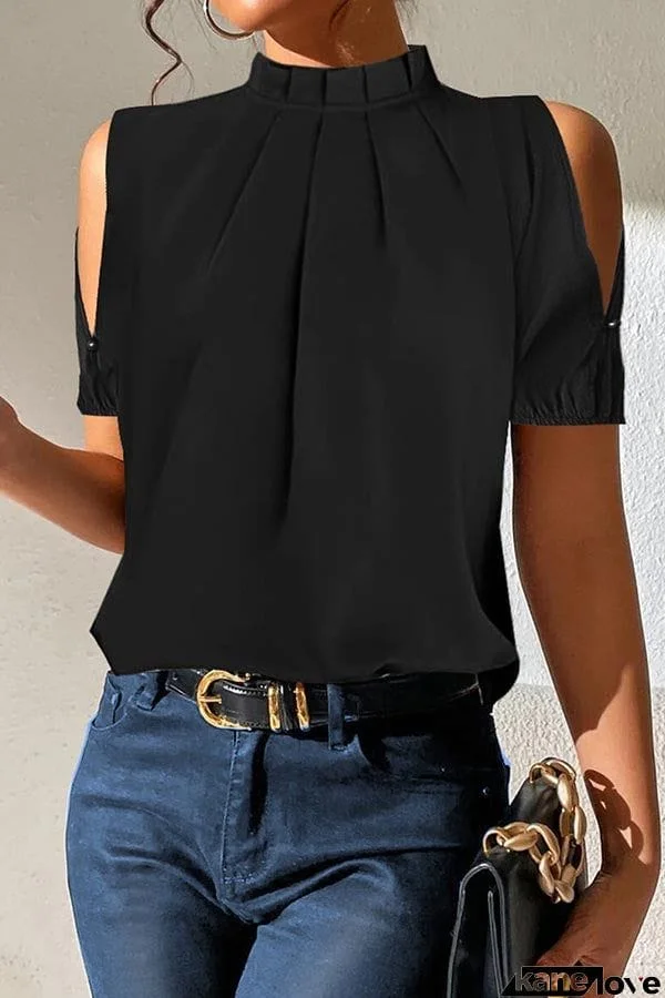 Black Split Sleeve Plain Top