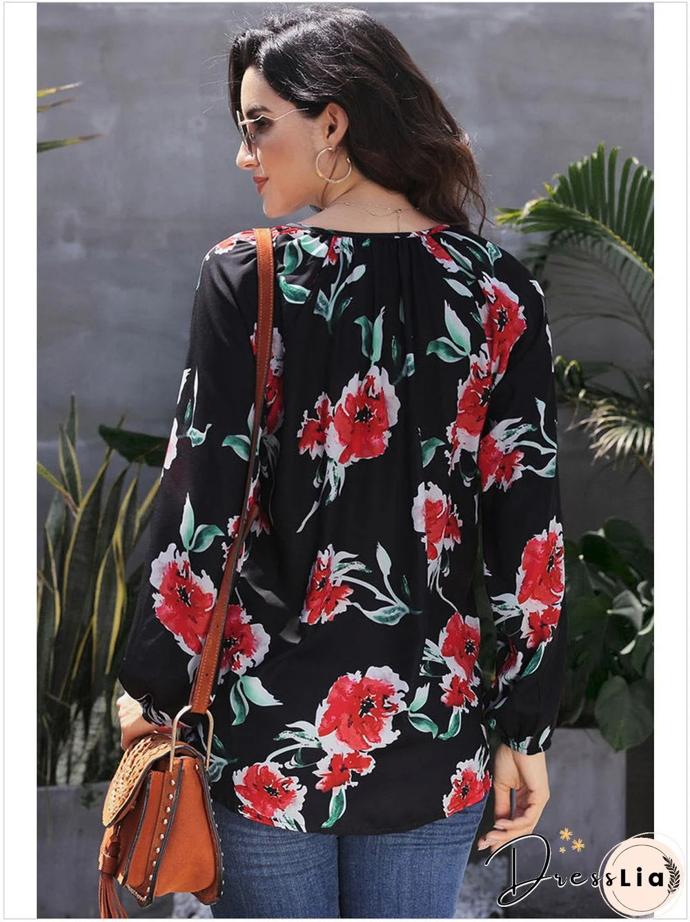 Casual Floral Long Sleeve Top