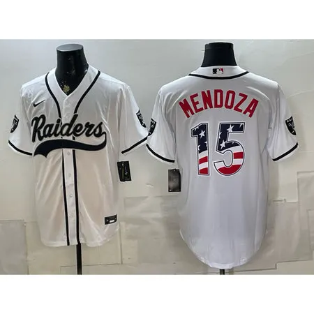 Men's Las Vegas Raiders #15 Fernando Mendoza White Vapor Limited Baseball Jersey KONB