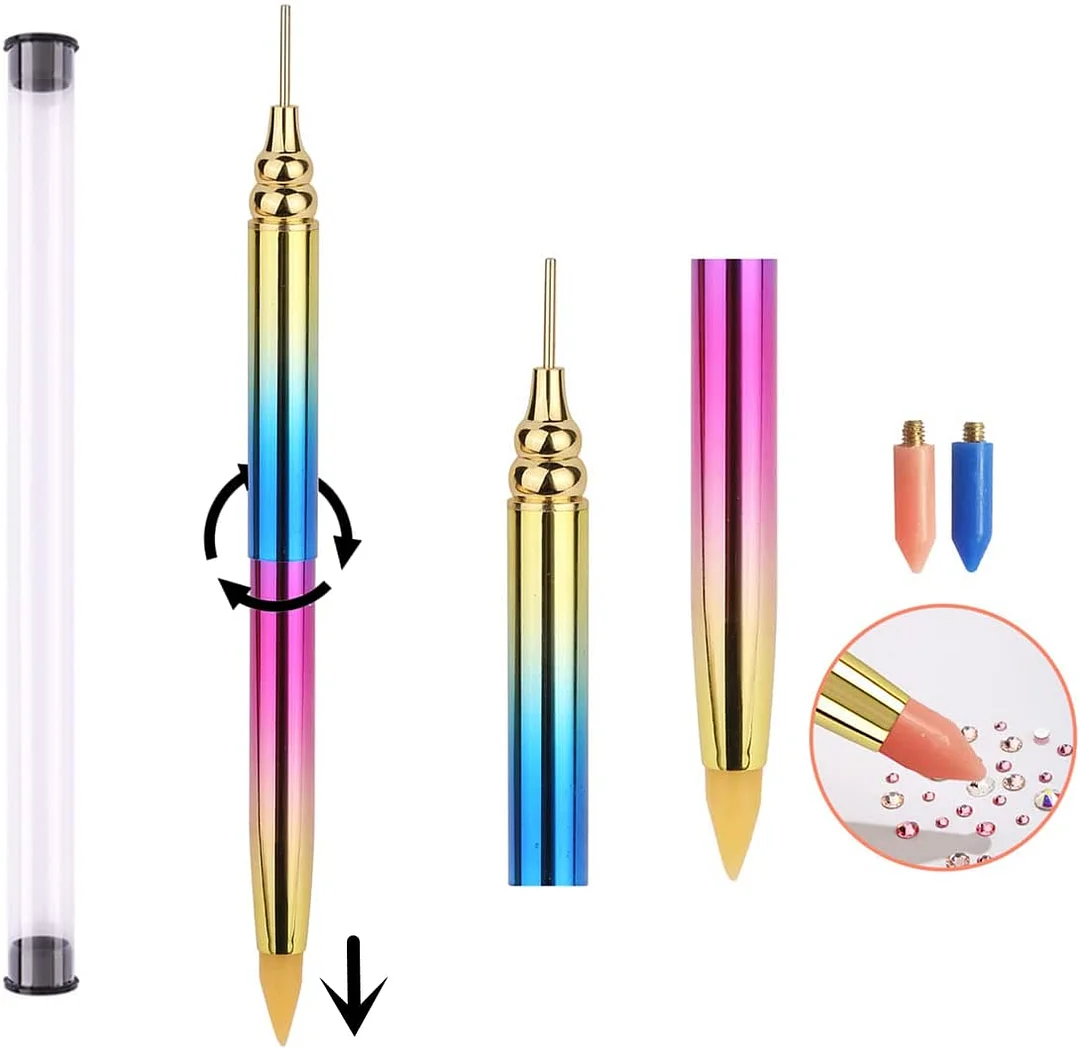 Gradient Rotary Point Drill Pen 5D DIY Diamond Painting Tool with Clay Tips(Random Color)