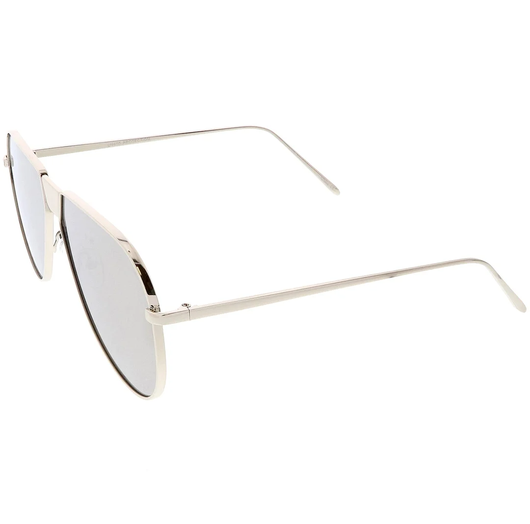 Oversize Metal Aviator glasses With Color Mirror Flat Lens 61mm