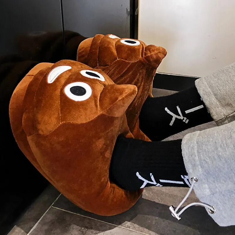 Big Poo Home Cotton Slippers Male Winter Cute Funny Creative Expression Package With Cartoon Couple Female Cotton-Padded Shoes
