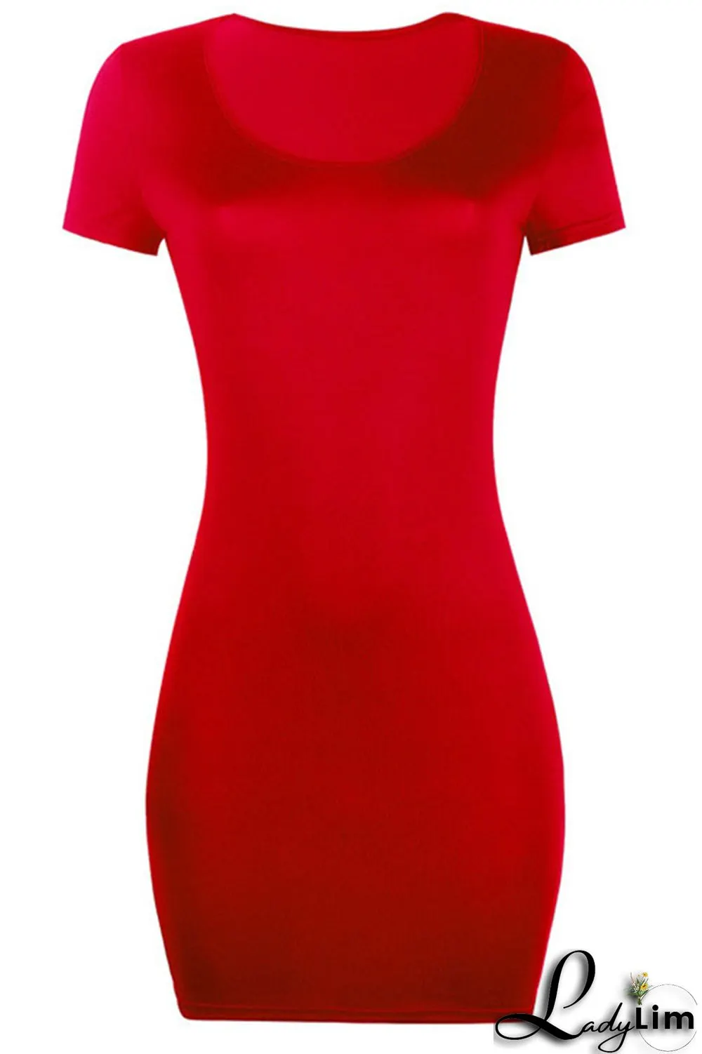 Red Sexy Casual Solid Split Joint U Neck Straight Dresses