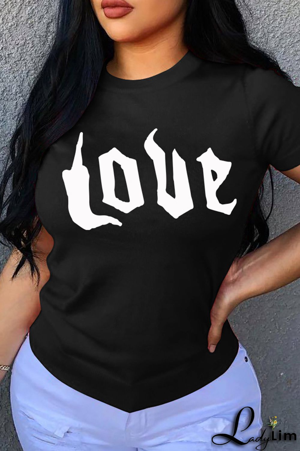 White Fashion Casual Letter Print Basic O Neck T-Shirts