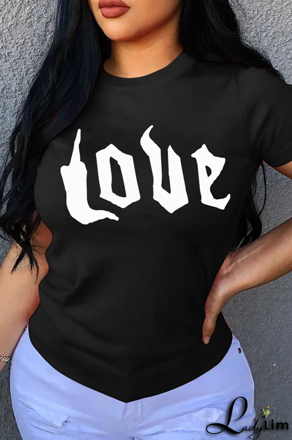 White Fashion Casual Letter Print Basic O Neck T-Shirts