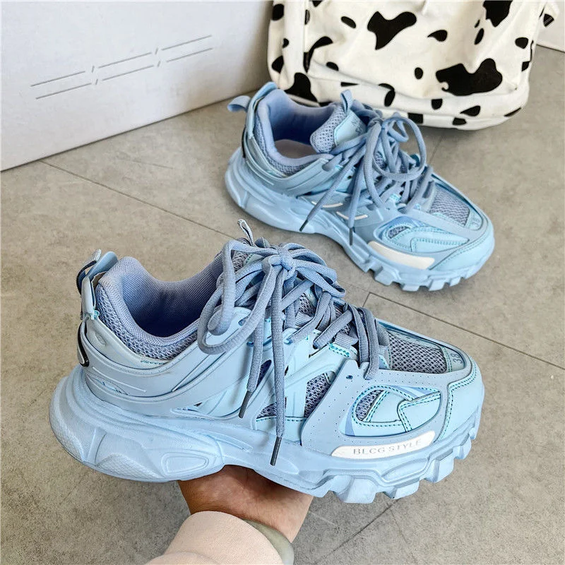 Brand Design Women Sneakers 2021 Fashion New Sky Blue Women's Chunky Sneakers Lovely Pink Dad Shoes Trendy Girls Casual Shoes