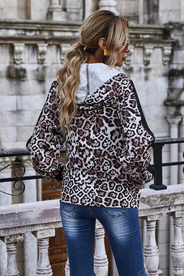 Fashion Casual Hoodie Leopard Print Coat