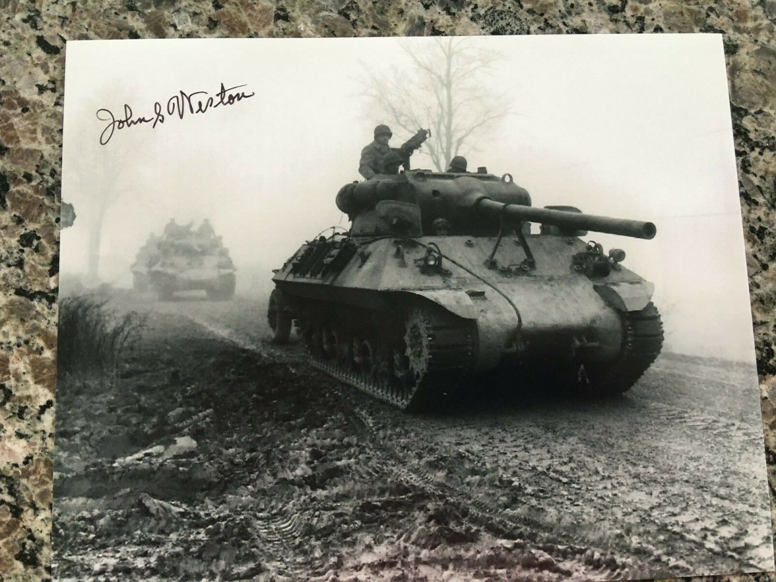 JOHN S. WESTON 758TH TANK BATTALION VETERAN RARE SIGNED Photo Poster painting