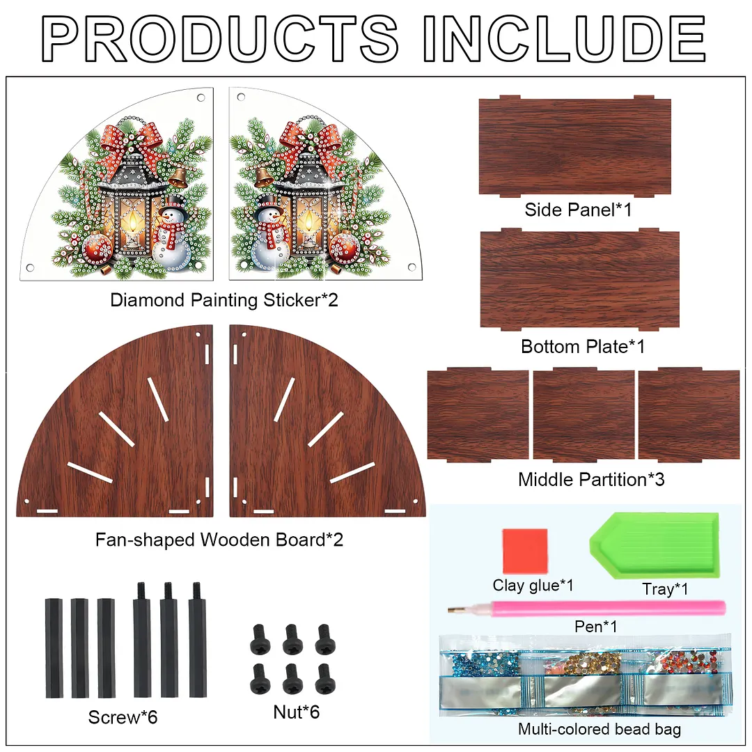 DIY Diamond Painting Kit Triangle Shaped Organizer Box Christmas Lamp Wooden Box