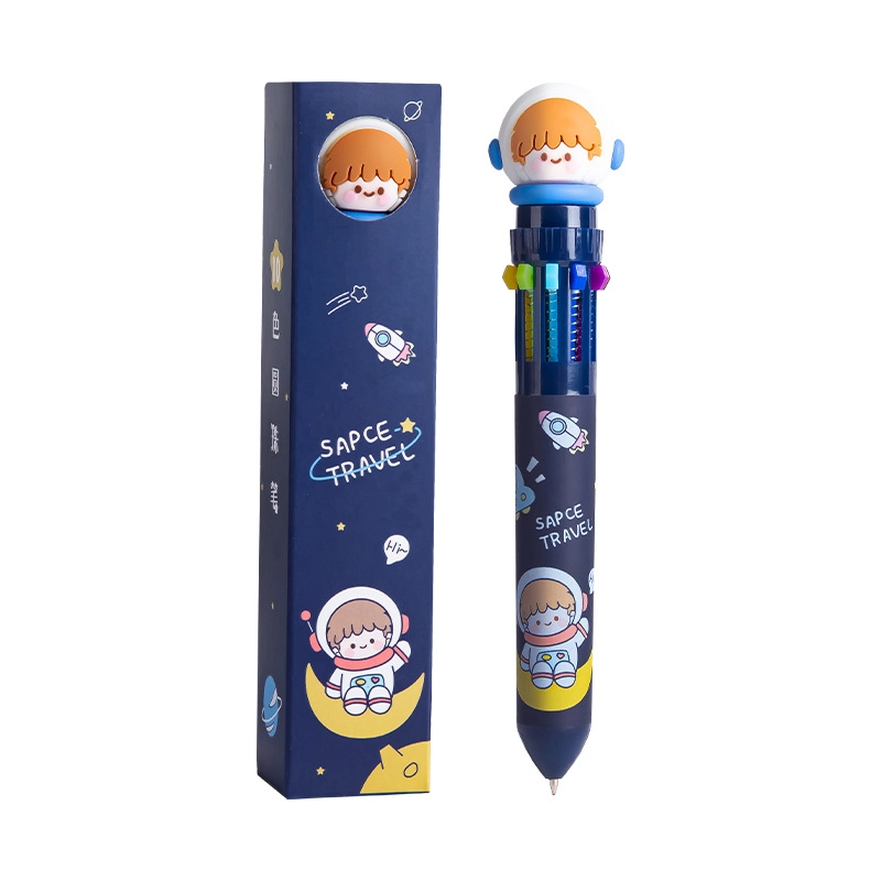 Primary School Students Creative Press Multi-color Ballpoint Pen Children's Cartoon Cute Multi-functional 10 Color Hand Account Color Multi-color Pen