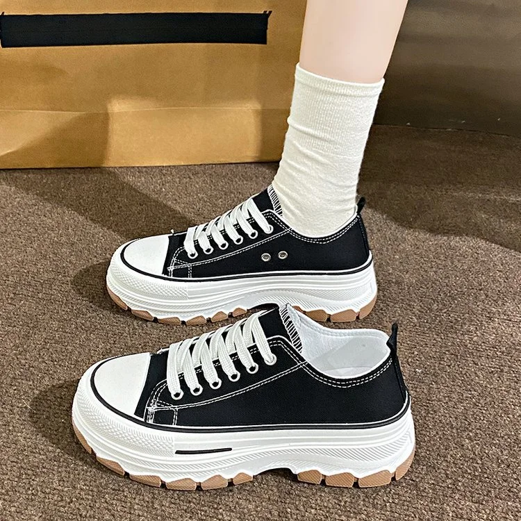 Churchf Churchf Sole Canvas Shoes Female 2023 Autumn New Cake Women's Shoes Increased Middle School Students Korean Version Casual Sports Small White Shoes