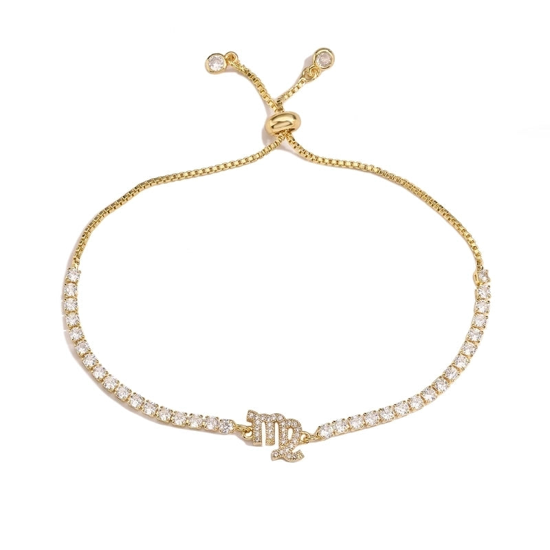 Copper 18K Gold Plated Casual Minimalist Classic Style Plating Inlay Constellation Zircon Drawstring Bracelets