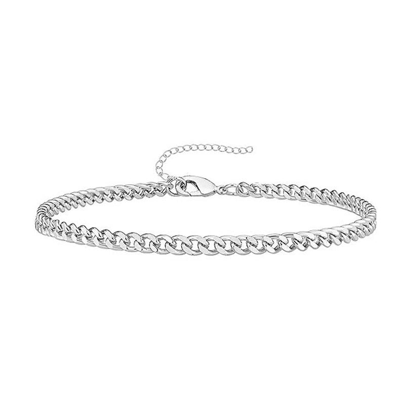 New Gold Bracelet Suit Fashion Simple Paper Clip Cuban Chain Round Bead Chain Bracelet For Women