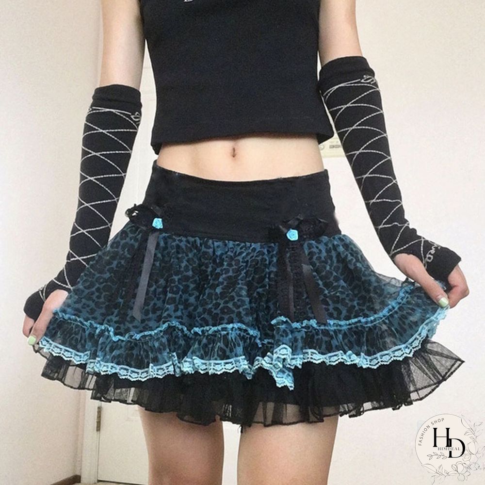 Summer New Lace Gothic Woman Skirts Pink Stripe Plaid Trim Pleated Skirt Punk Dark