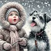 Girl With Puppy-11CT Stamped Cross Stitch 40*40cm/15.75*15.75in tapestrymarket