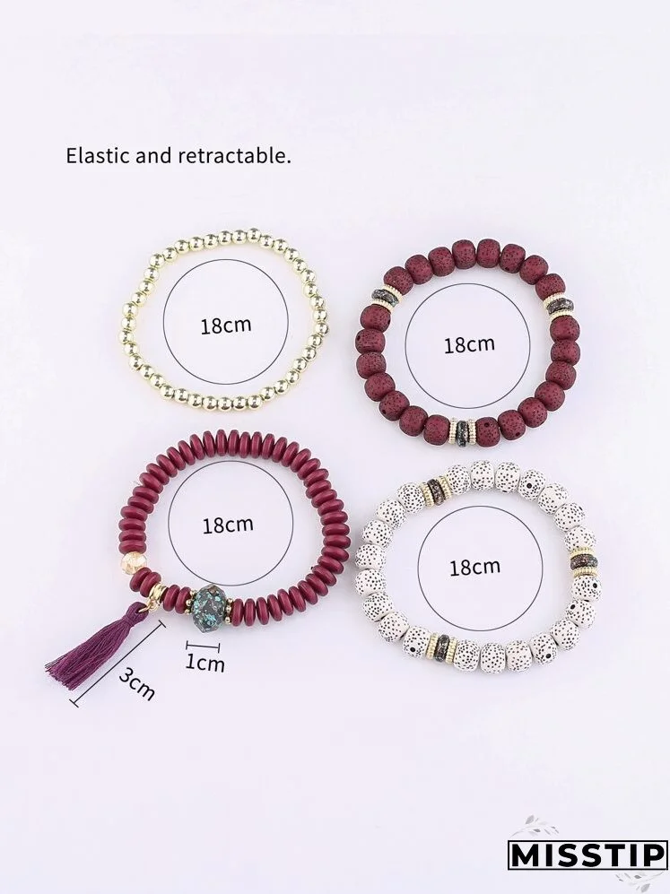 4pcs Tassel Decor Braided Bracelet