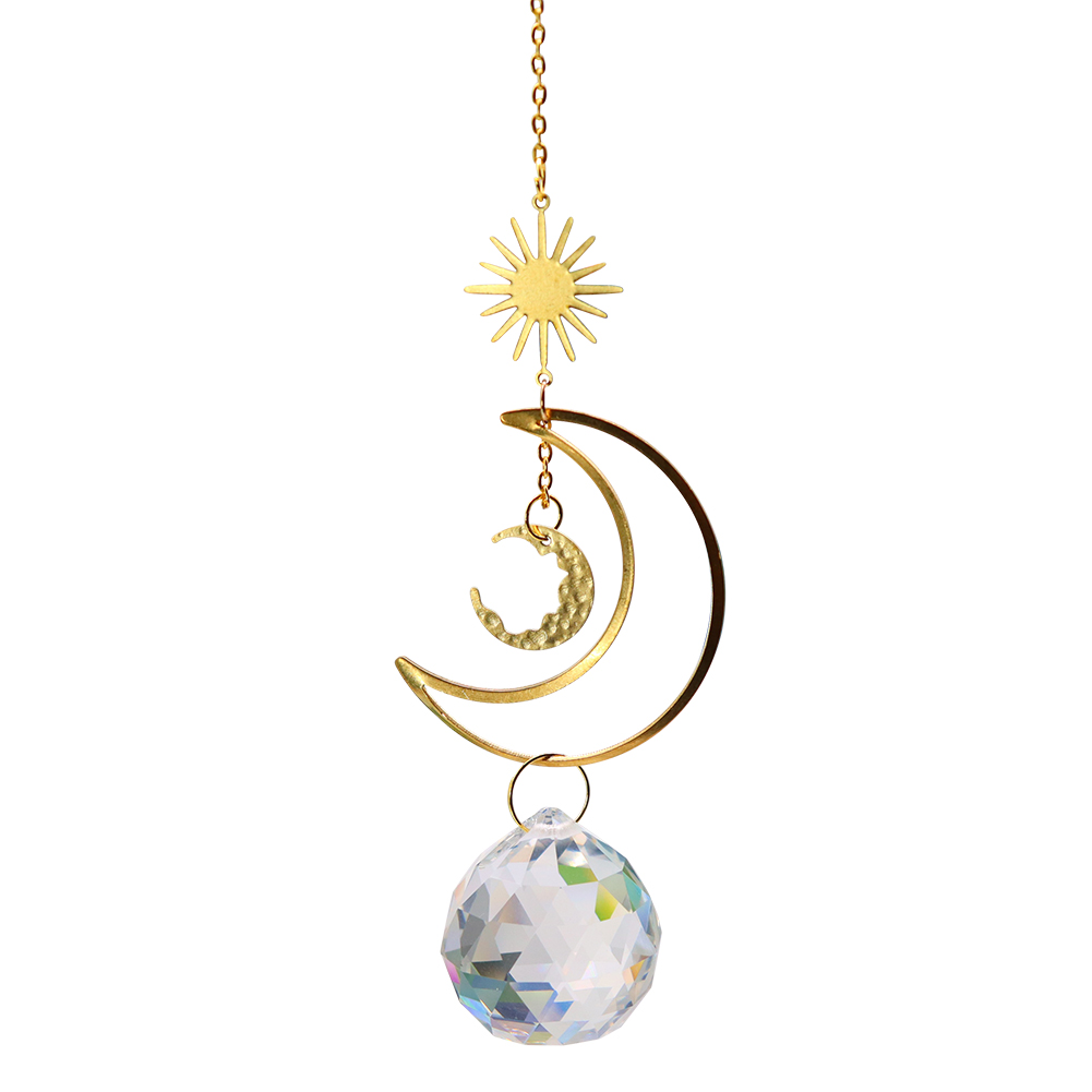 Moon Sun Ball Crystal Hanging Metal Pendant Home Garden Decor