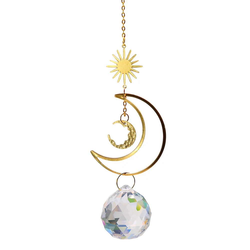 Moon Sun Ball Crystal Suncatcher Hanging Metal Pendant Garden Decor (19)