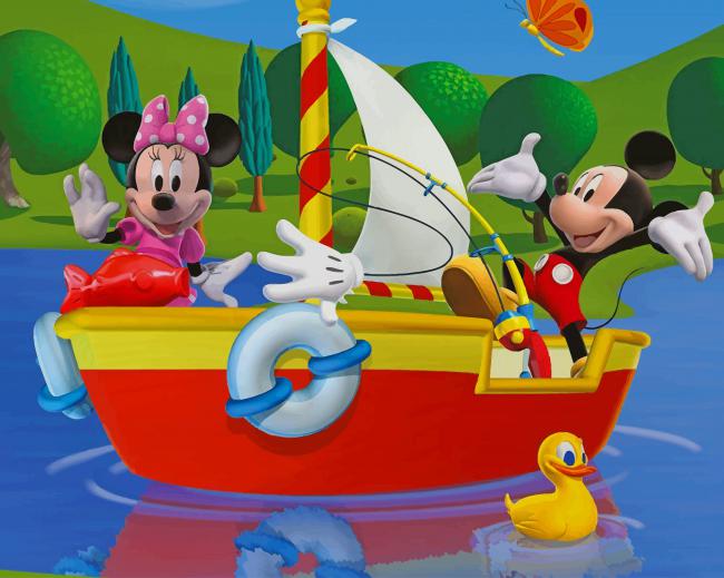 

Mickey And Minnie On Boat – Paint By Numbers - 40*50CM, 501 Original