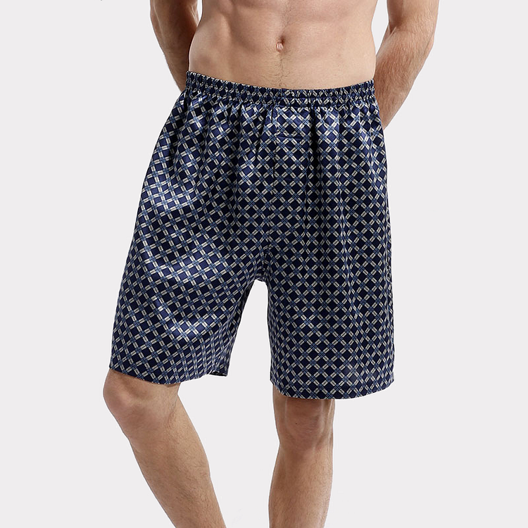Loose Plaid Cozy Men's Silk Boxers-Chouchouhome