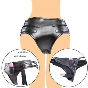 pornhint Pornhint Bondage Panties PU Leather Chastity Pants Device Underwear Vibration Plug BDSM