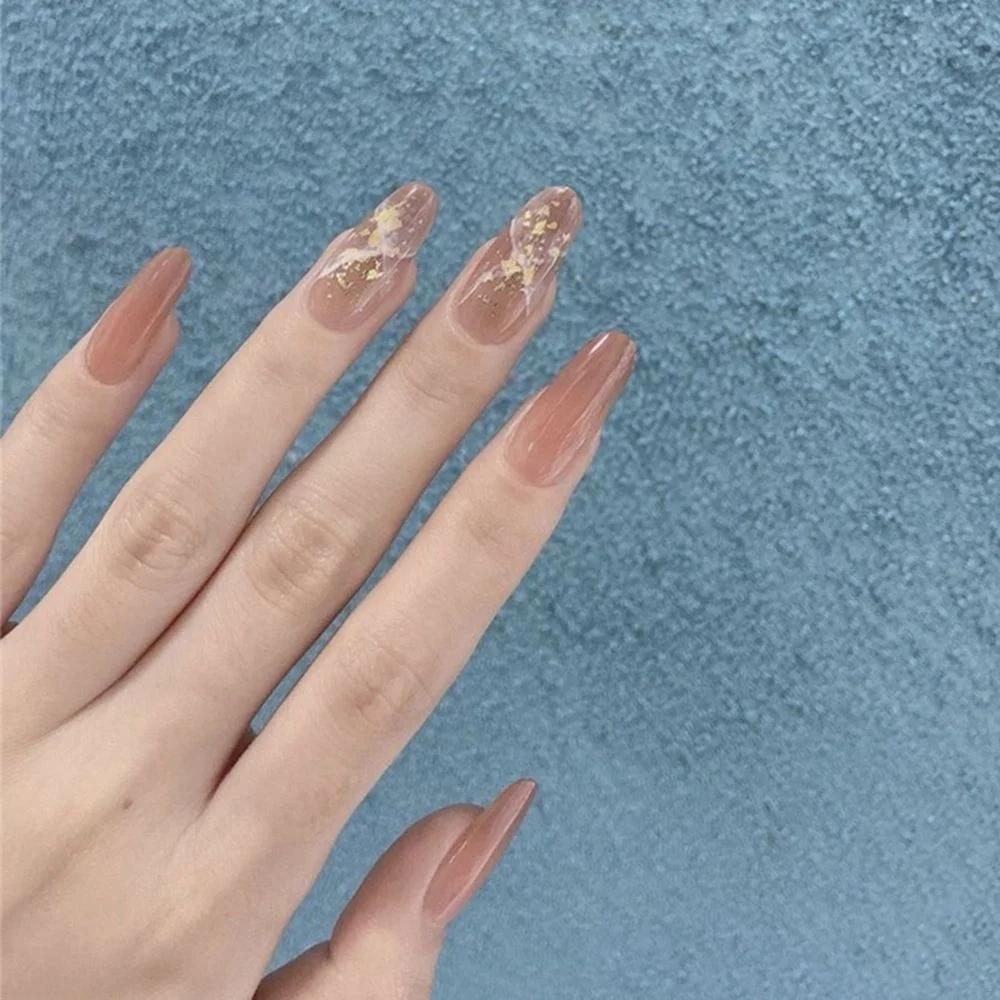 24Pcs Shiny Glitter Detachable False Nails Long Ballerina Pink Wearable Fake Nails Full Cover False Nail Tips with glue design-Nail Inspo