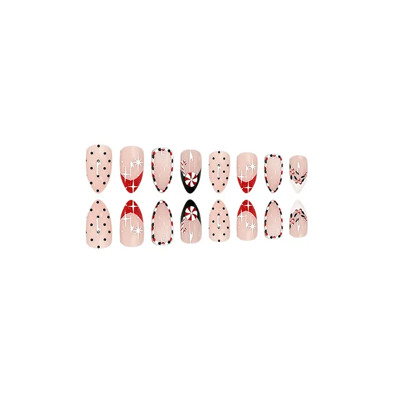 Churchf And Winter Sweet And Cool Christmas Nail In The French Almond Nail Fashion Show White Fake Nail Products Wear Armor