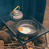 Camp Fire Cooking Rack Folding Heavy Duty for Outdoor BBQ Camping (Black)